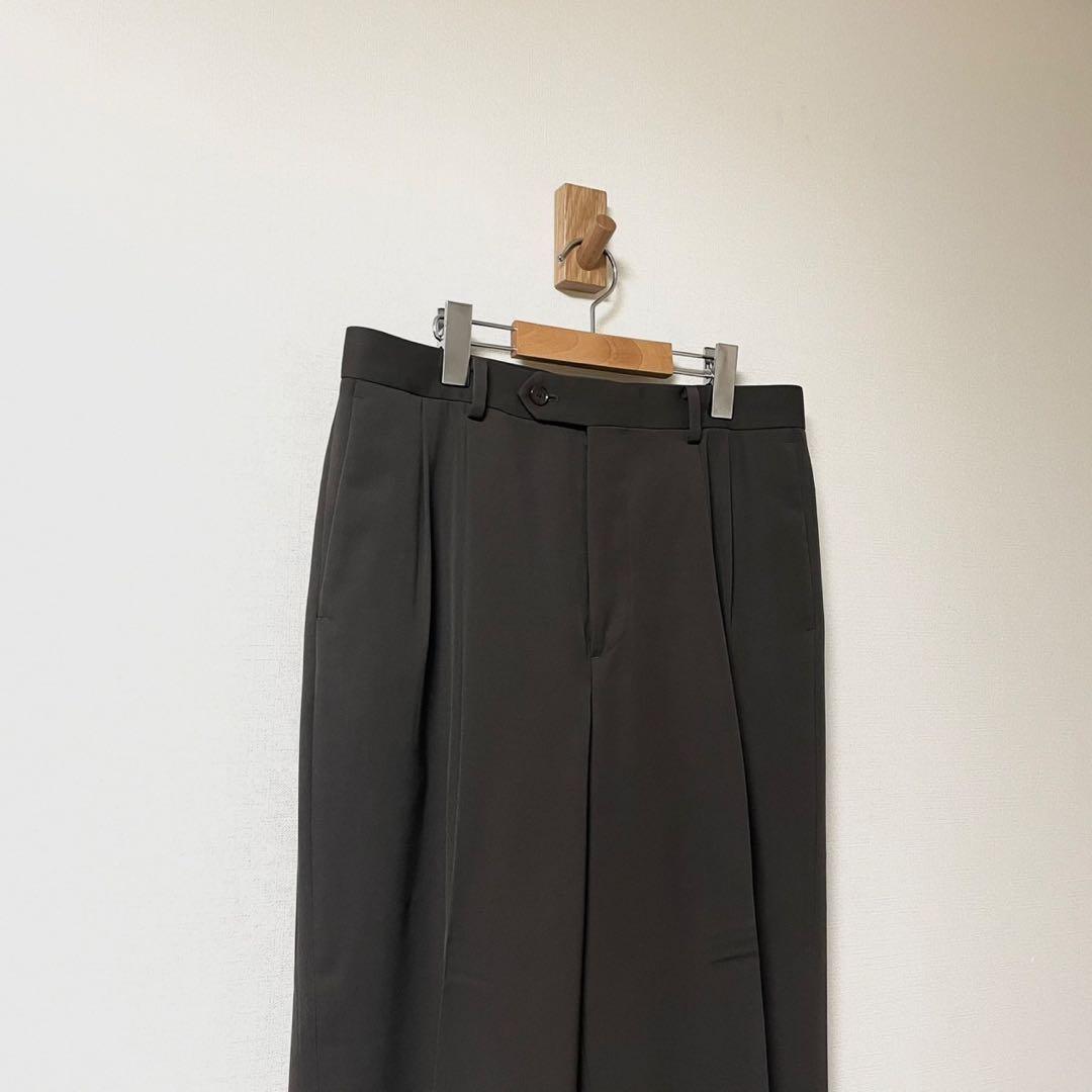 美品 23AW オーラリー スラックス ブラウン ウールライトマックスギャバジン