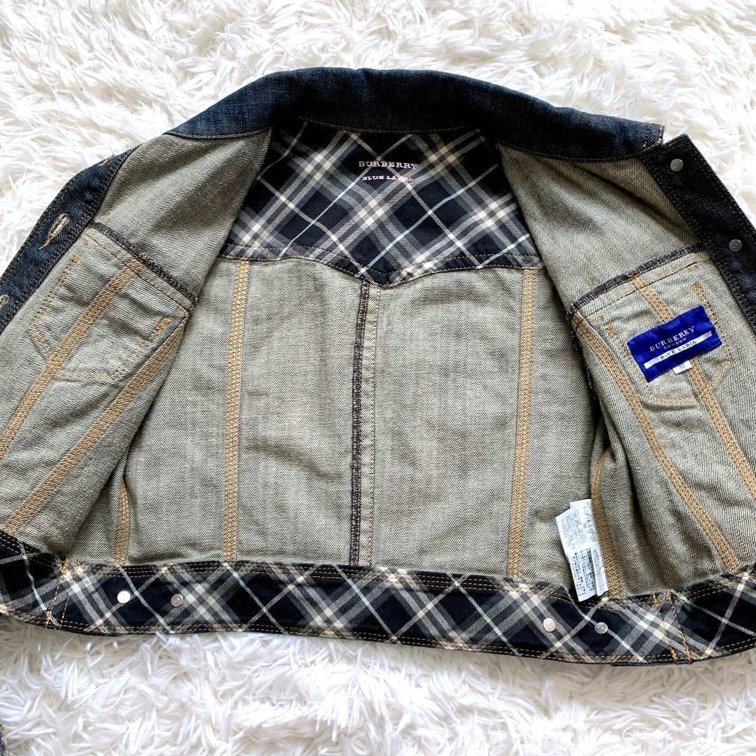 美品　バーバリーブルーレーベル　デニムジャケット　Ｍ　ノバチェック　ホースロゴ