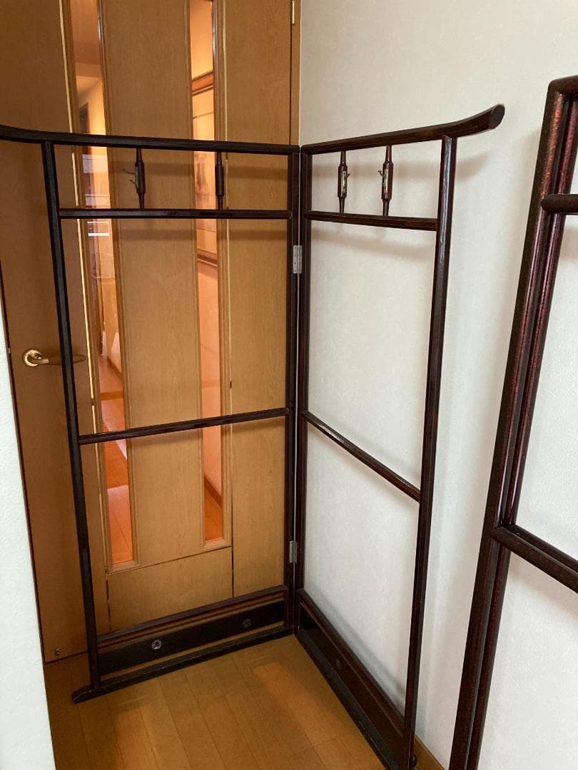 引き取り or 着払い ダークブラウン 木製ハンガーラック