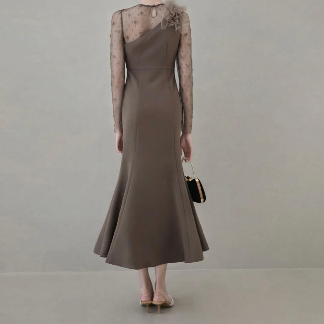 【新品】［Leja］フラワーモチーフアシンメトリーチュールマーメイドドレス