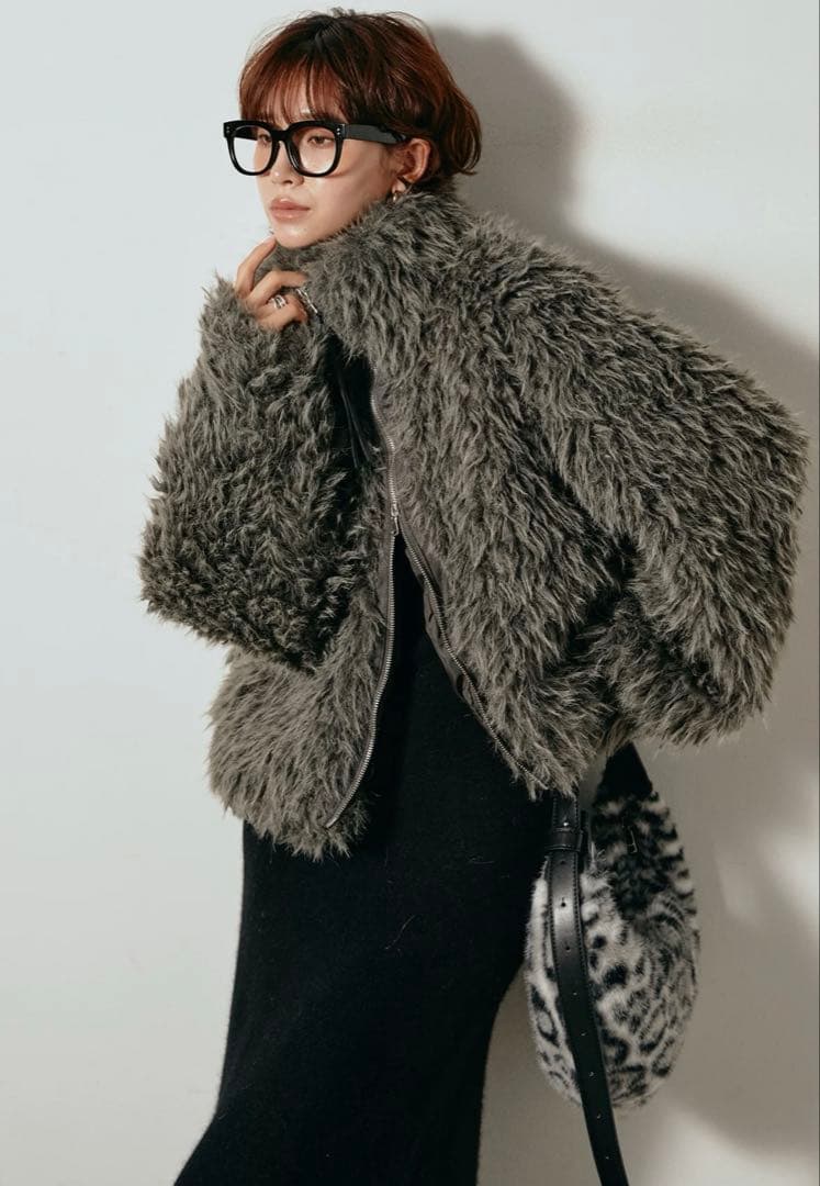 ESICA ミックスシープファースタンドブルゾン　グレー