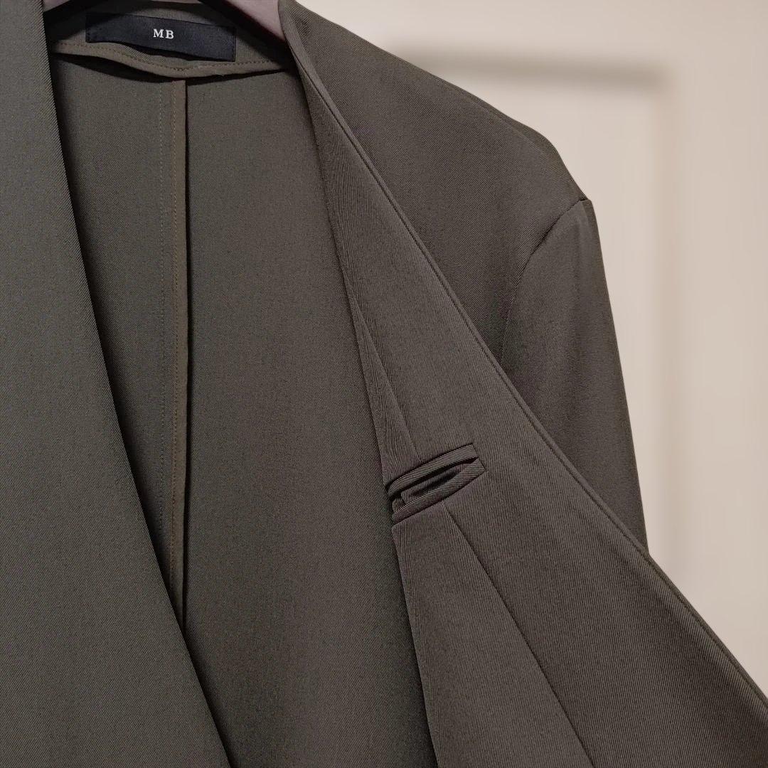 MBスタンダード ノーカラージャケット ダークカーキS