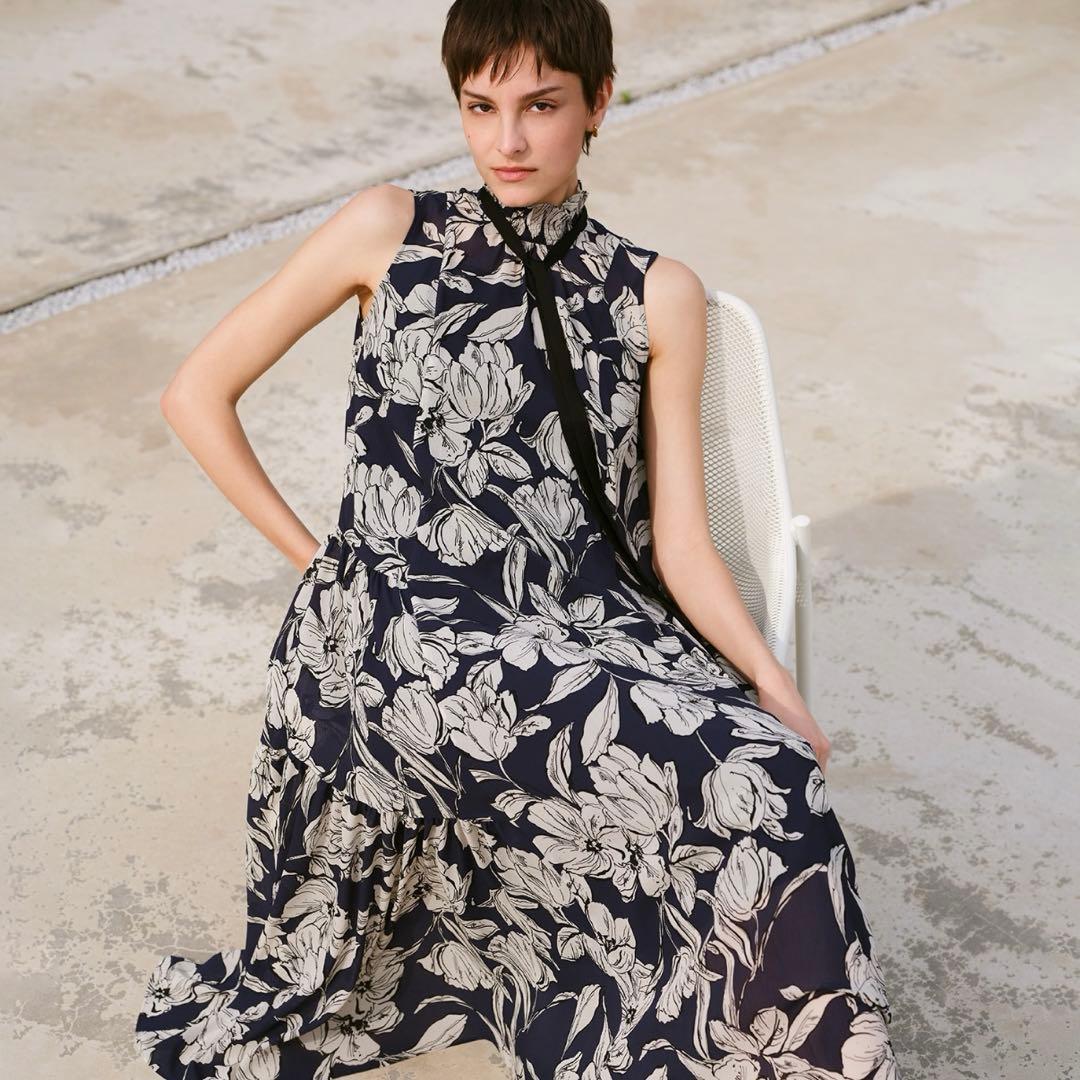 allureville★楊柳シアーフラワープリントワンピース★定価49,500円