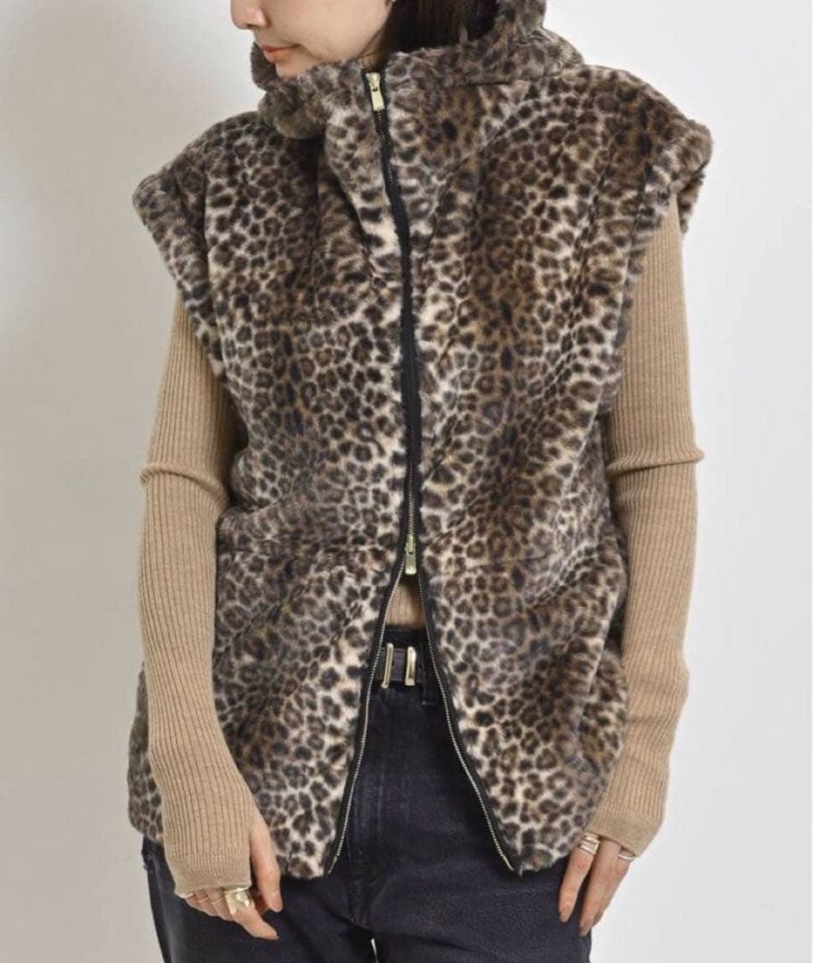 【ORDINARY JOY】Leopard Fur gilet