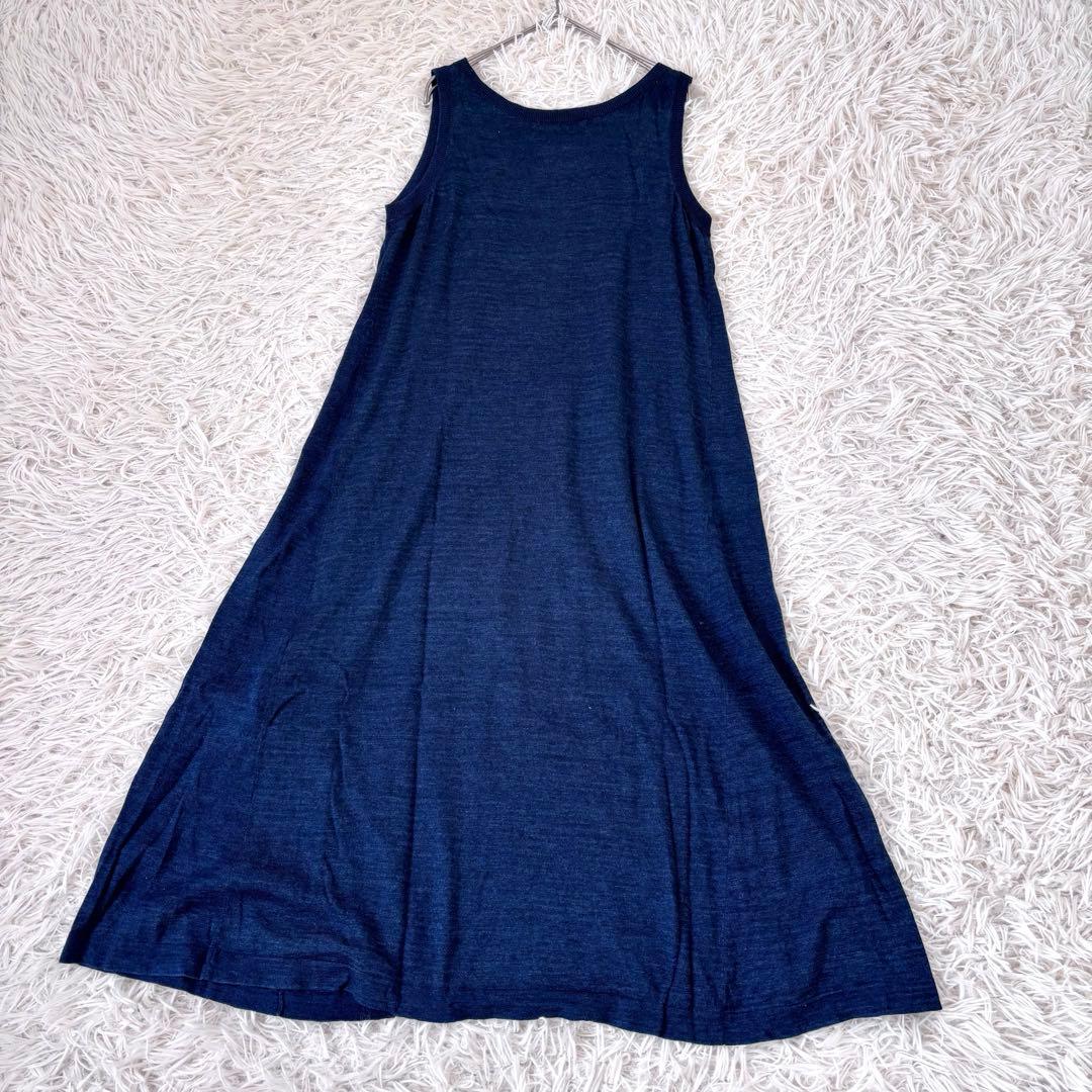 美品　45R インディゴギマニットワンピース　ネイビー　0