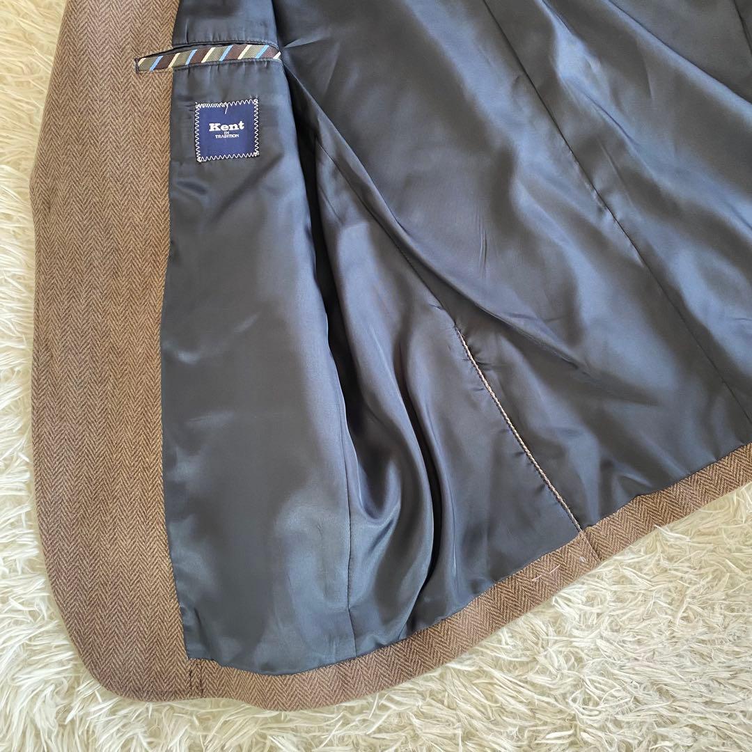 未使用級✨タスマニア製メリノウール　ケント　テーラード　ヘリンボーン　土色　XL