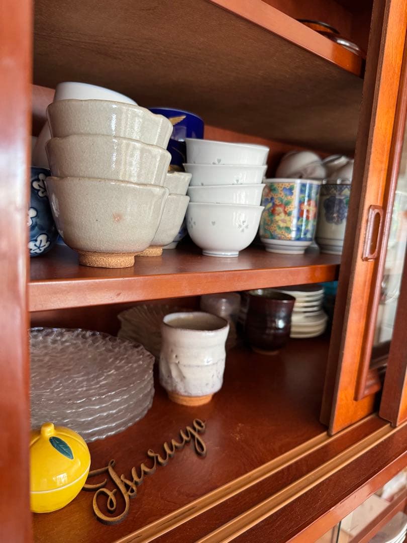 メ*3様 アンティーク 木製食器棚 ガラス扉付き ビンテージ ※購入前にコメント