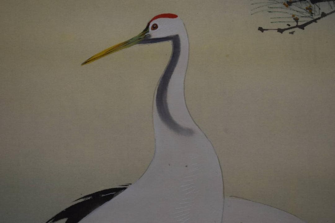 真作/小林立堂/双鶴図/桐共箱付/布袋屋掛軸HG-93