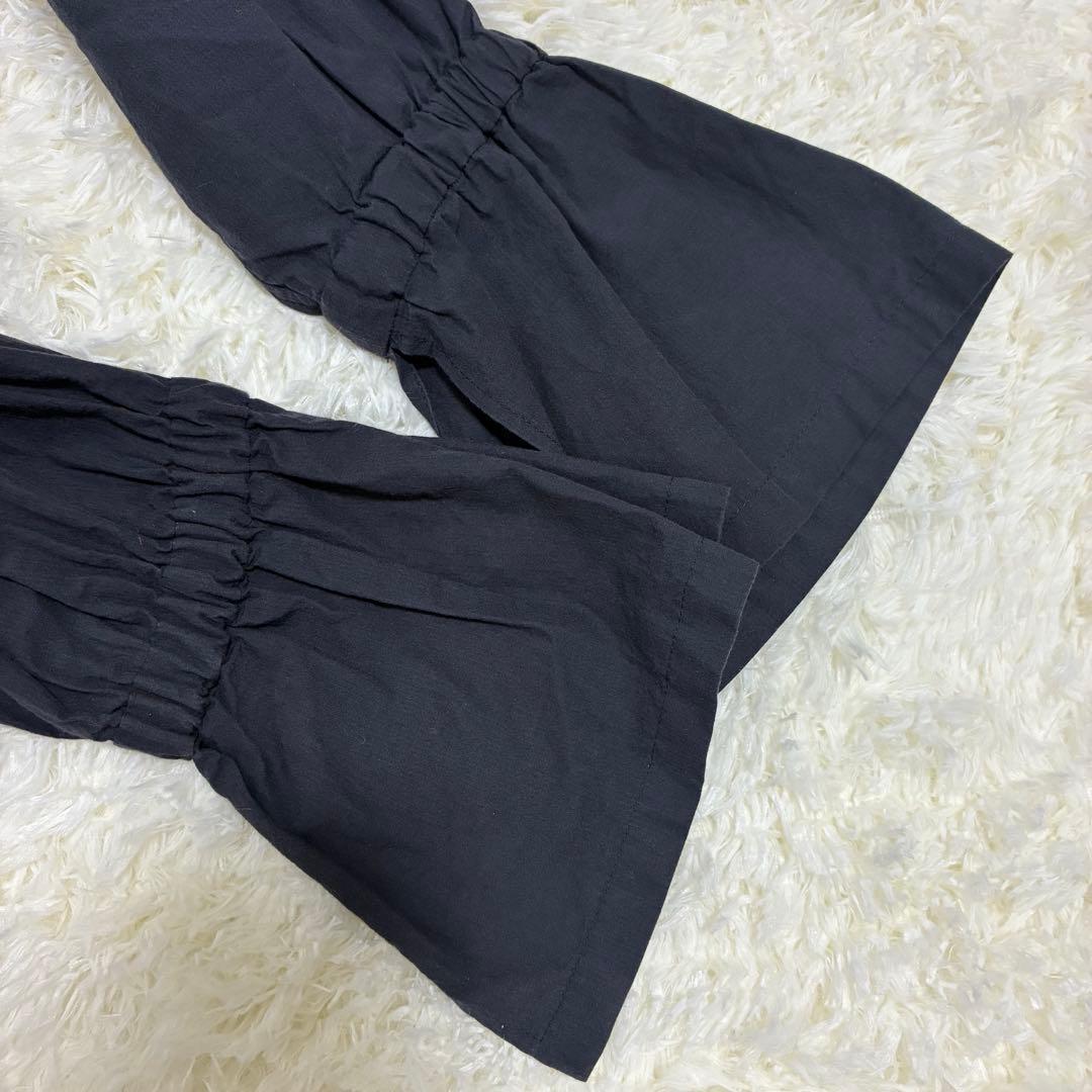 美品　GALERIEVIE コットンロングタイシャツ　ブラック　ボウタイ　リボン