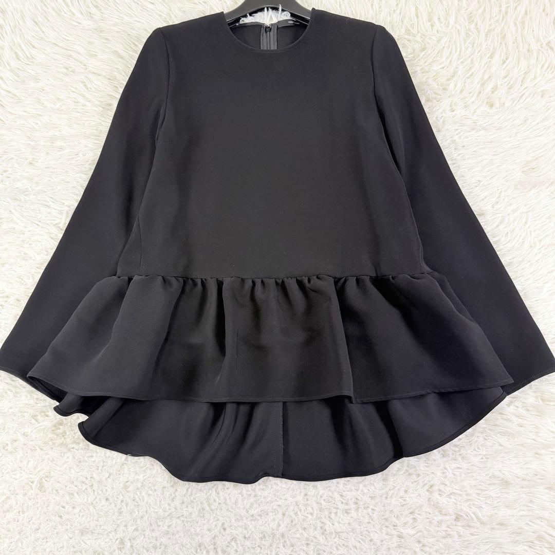 2024年製✨ ヨーコチャン ロングスリーブヘムギャザーブラウス Sサイズ 黒