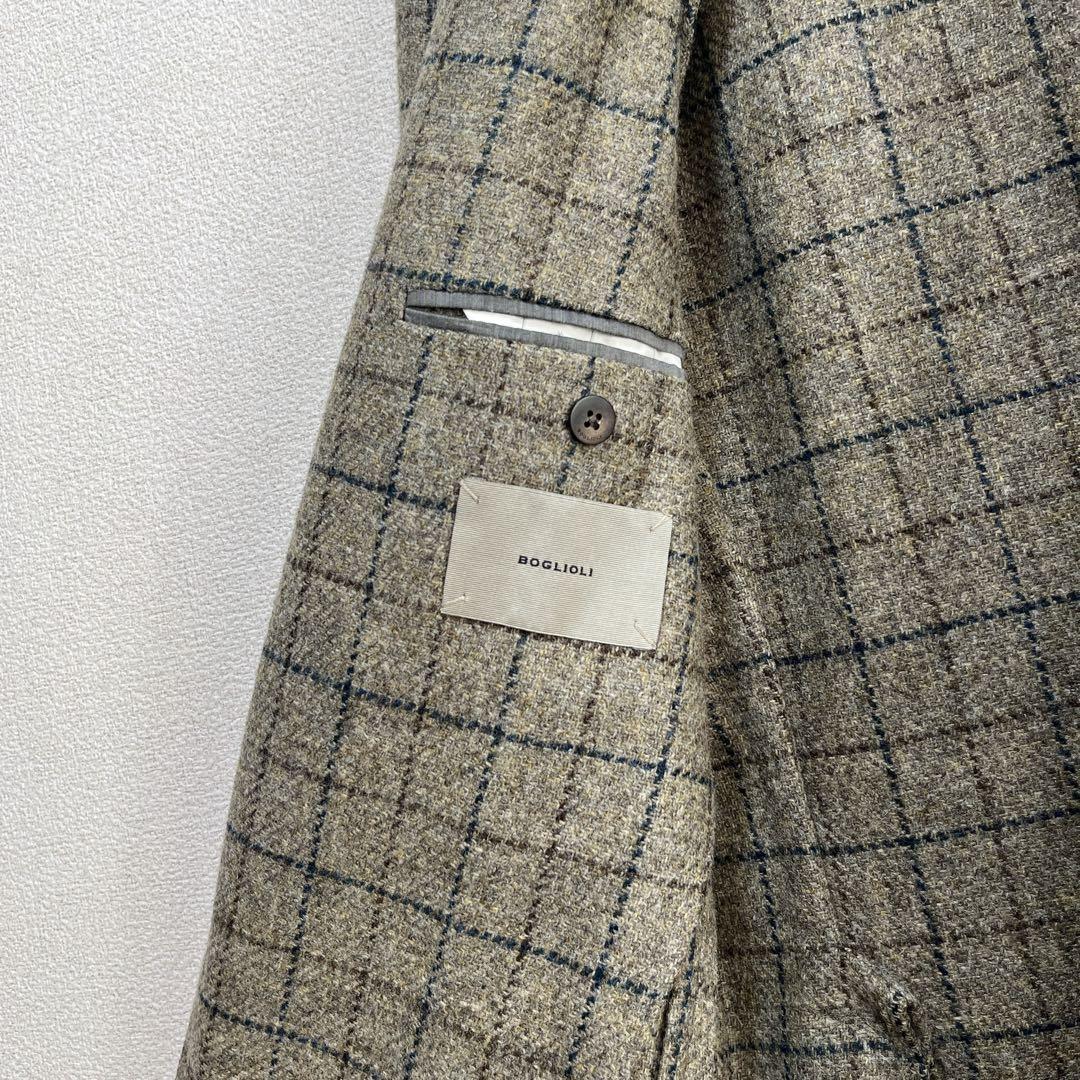 【未使用】現行 BOGLIOLI ウール チェック テーラードジャケット 46