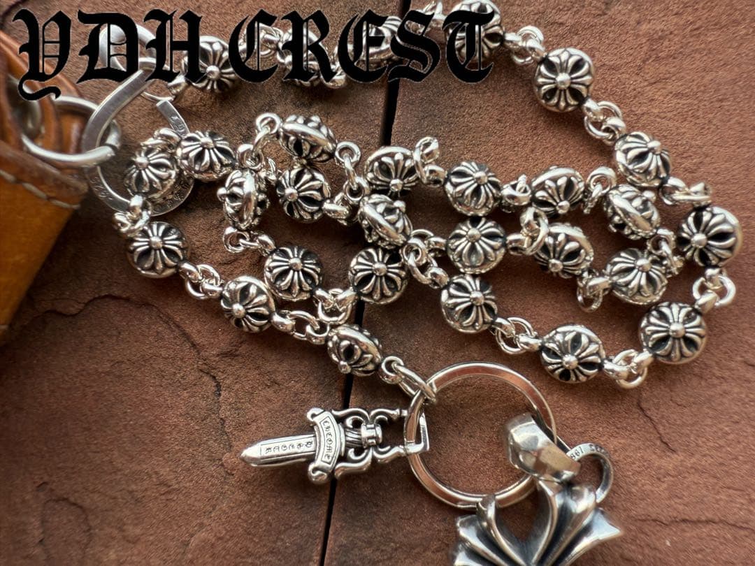 新入荷　バイカー必須　フラワークロスウォレットチェーン　刻印有り　MLCN