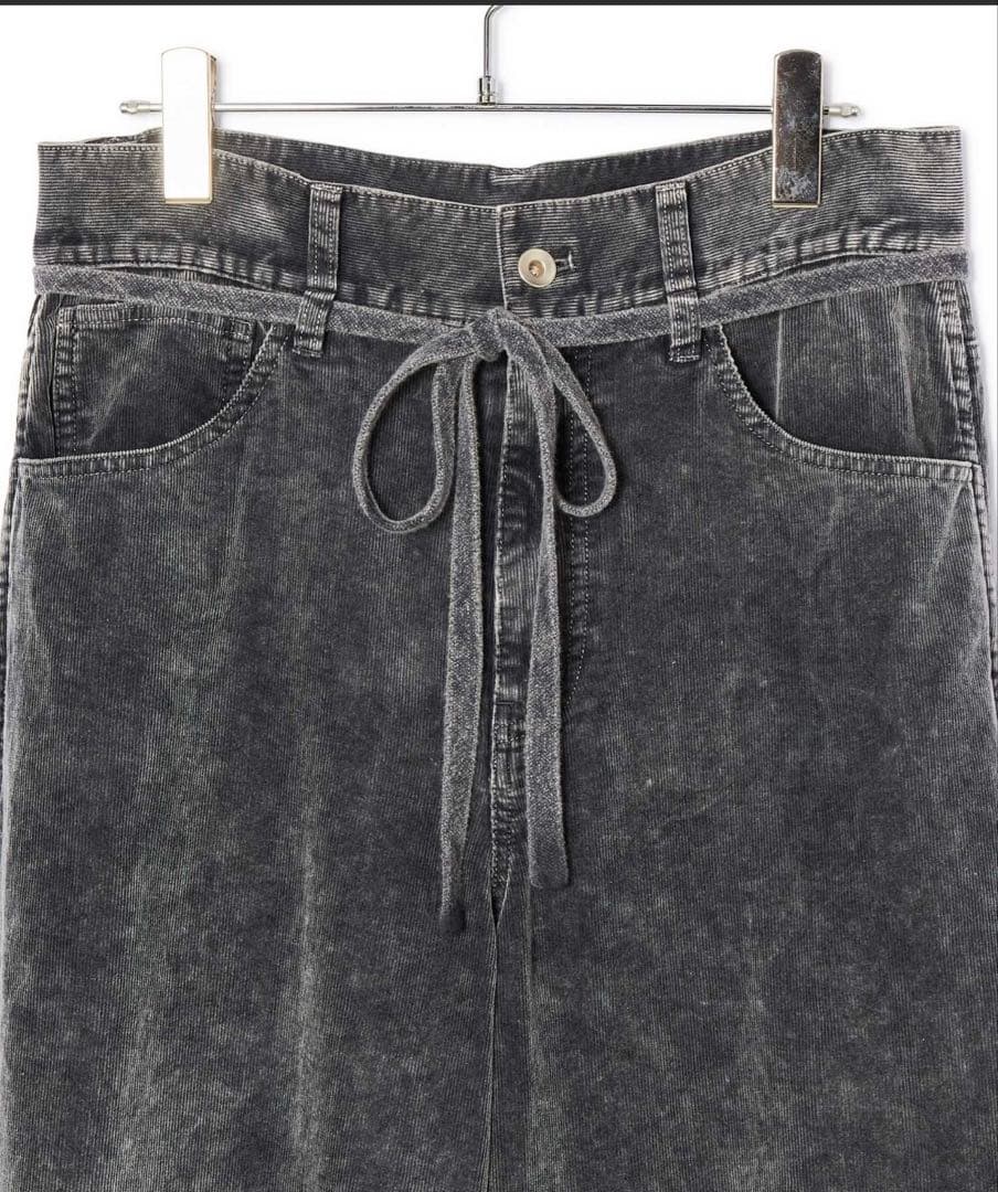 アダムエロペ　ガーメントダイコーデュロイパンツ チャコール　サイズ38