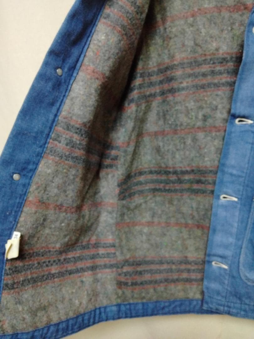 ビンテージ70年代ラングラービッグベン裏地ブランケット付きデニムカバーオール34