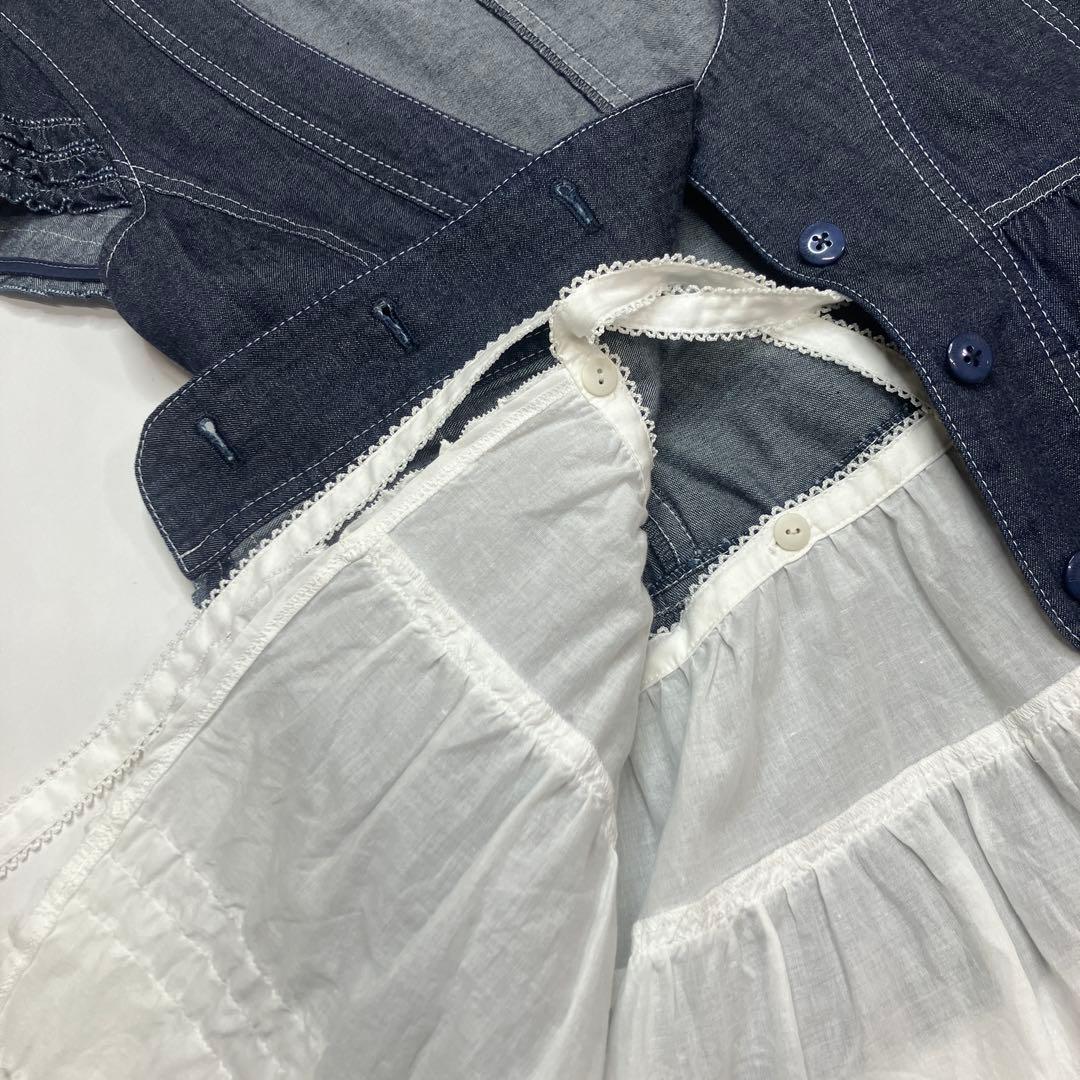 【美品】ピンクハウス 綿ローン使い デニムベスト/2023年