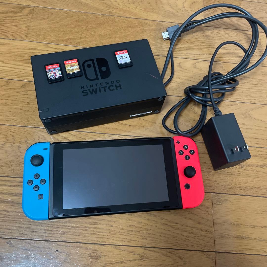 Nintendo Switch 本体 赤青ジョイコン ゲームカード付き