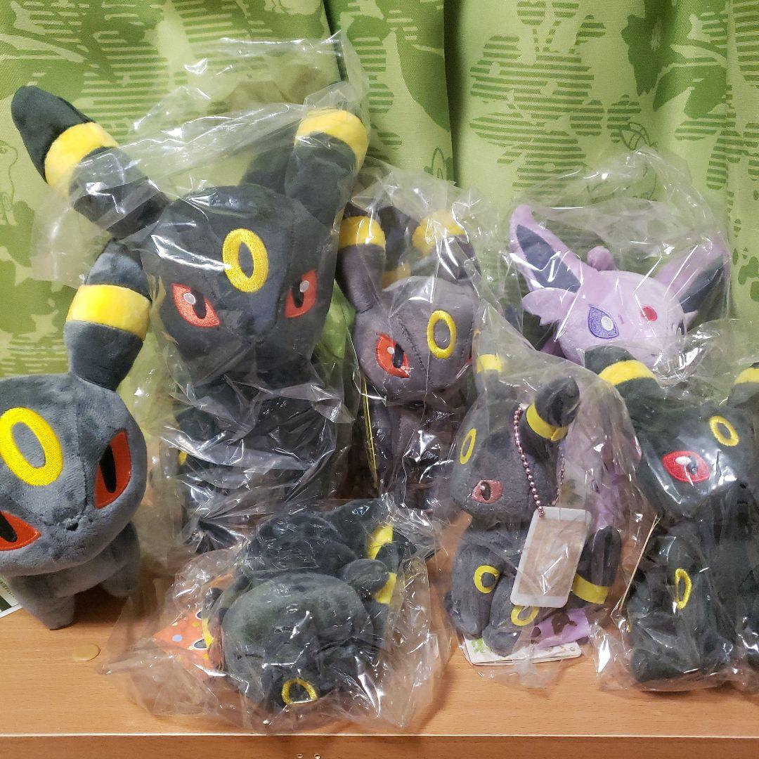 ポケモン　ブラッキー、エーフィぬいぐるみセットぬいぐるみ4個マスコット3個