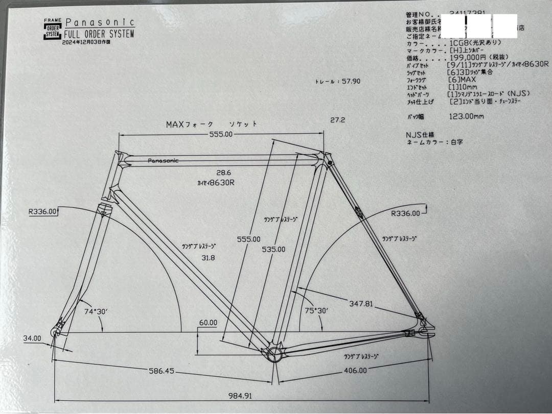 Panasonic パナソニッピスト フレーム njs仕様 競輪
