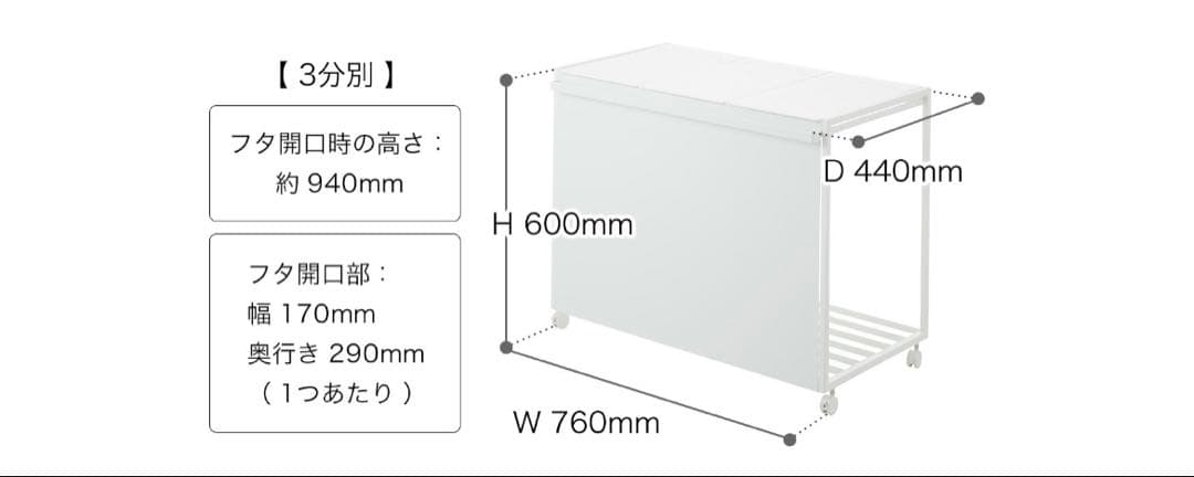 未使用品【tower 】ごみ箱 45L 蓋付き 目隠し　白