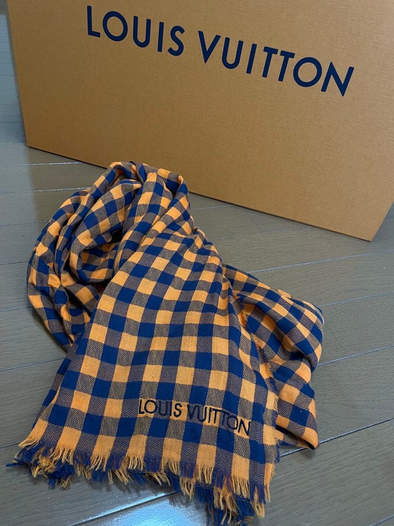 LOUIS VUITTON チェックストール オレンジ ネイビー