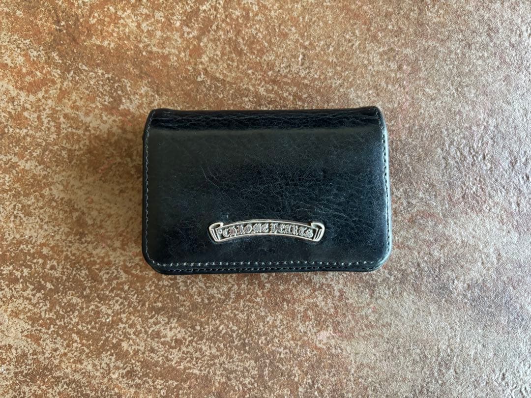 【美品】クロムハーツ 3ポケット アーチロゴ レザー カードケース ブラック