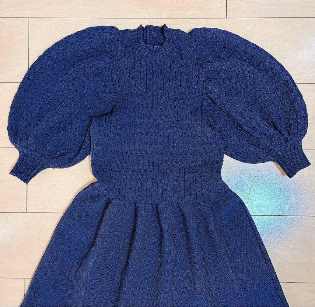 seventenセブンテン ボリュームスリーブニットドレス