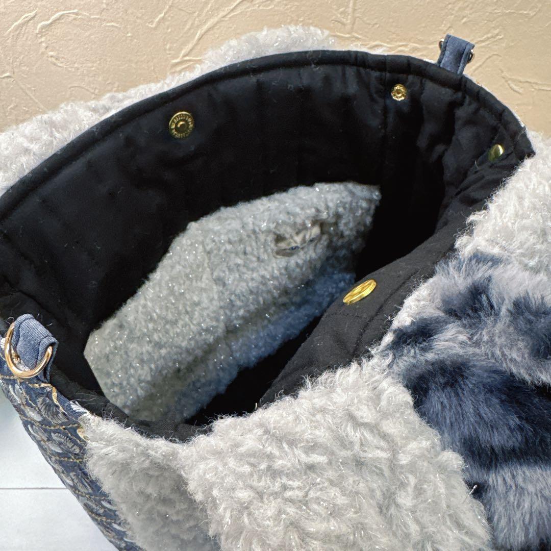 ト*助様 コヤンイサムチョン♡新作インド刺繍×豹柄ルミちゃんの変形ラウンドトート