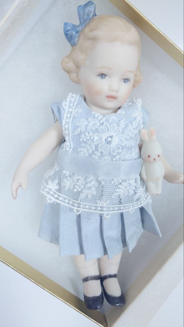 ちびくま工房　勿忘草ちゃんとちびうさビスク付　シルクワンピ