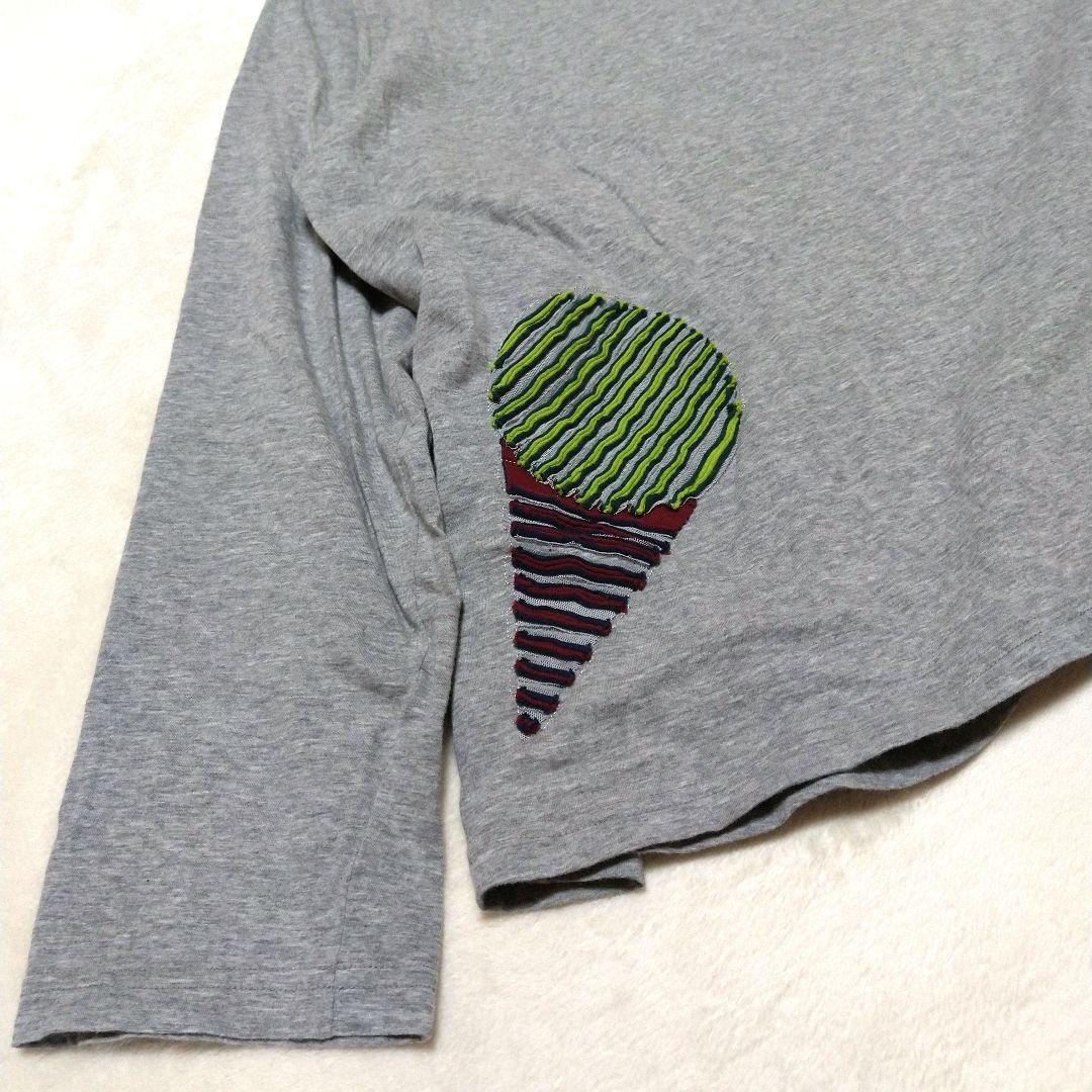 美品　慈雨　刺繍　長袖　カットソー　グレー　センソユニコ