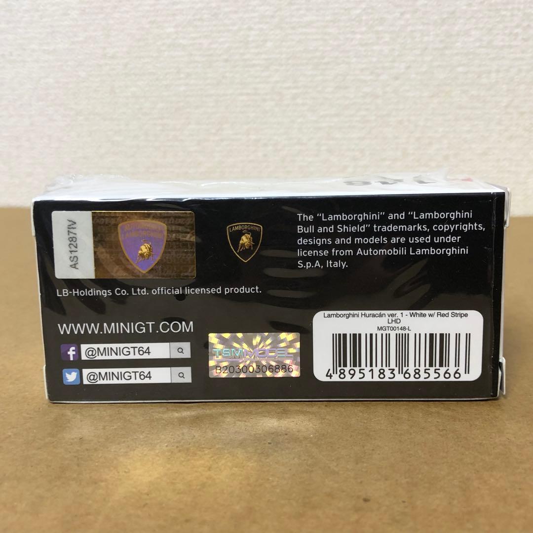 ミニGT　LBWK　ランボルギーニ ウラカン　ホワイト / レッド ストライプ