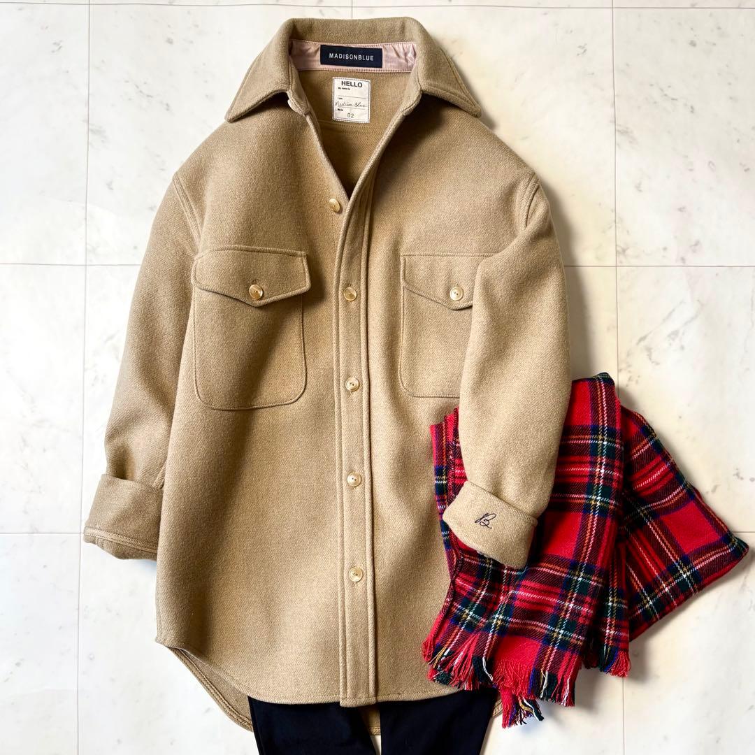 美品 マディソンブルー 厚手 CPO ウールシャル アウター B刺繍 シルク 2