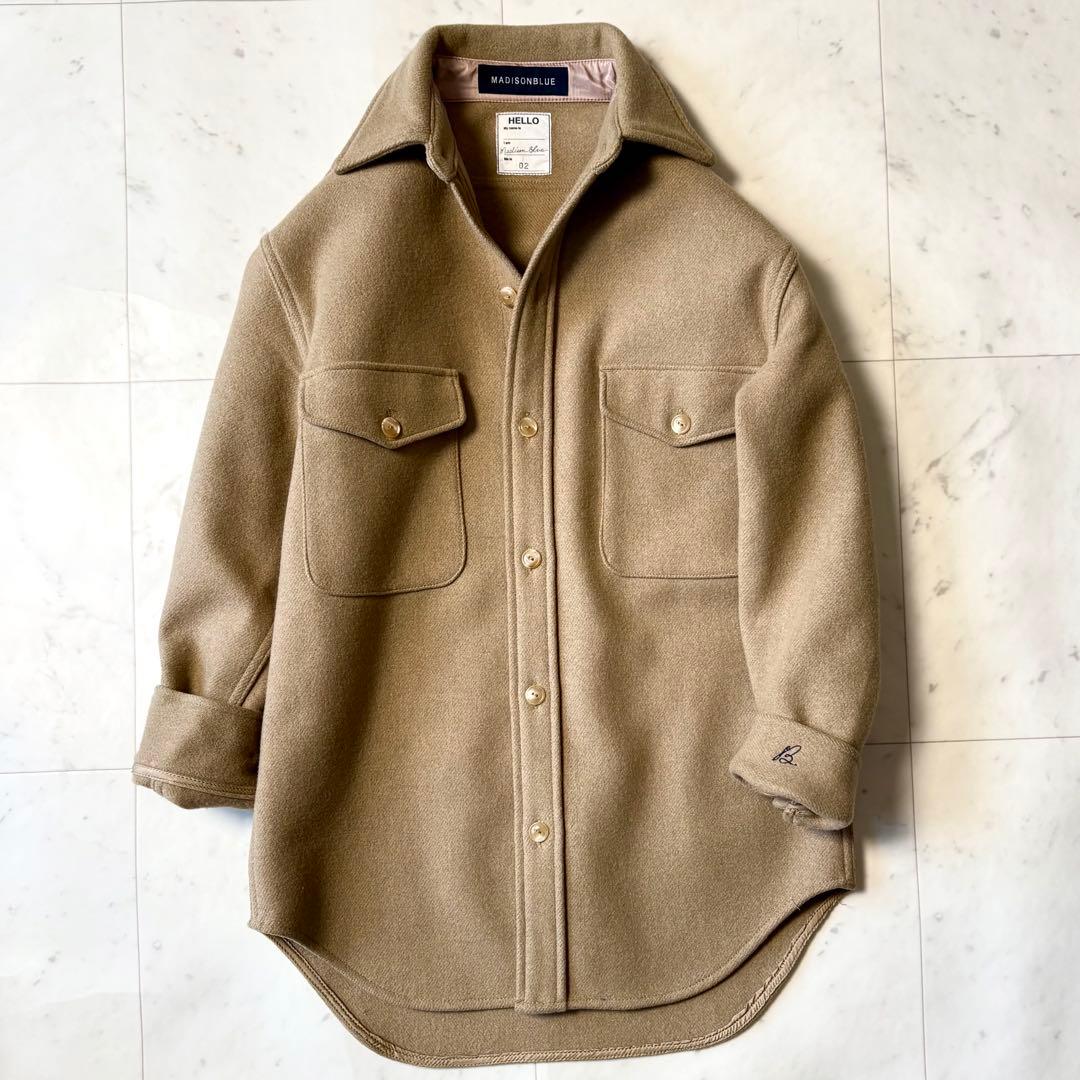 美品 マディソンブルー 厚手 CPO ウールシャル アウター B刺繍 シルク 2