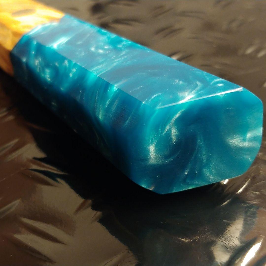 プレゼント付き!　V金10号　67層　ダマスカス包丁　ブルー柄　剣型　牛刀包丁