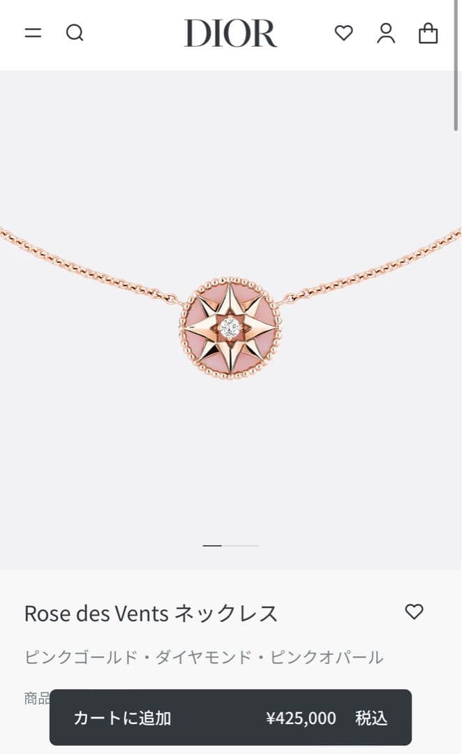 美品☆正規品　Dior ディオール　Rose des Vents ネックレス