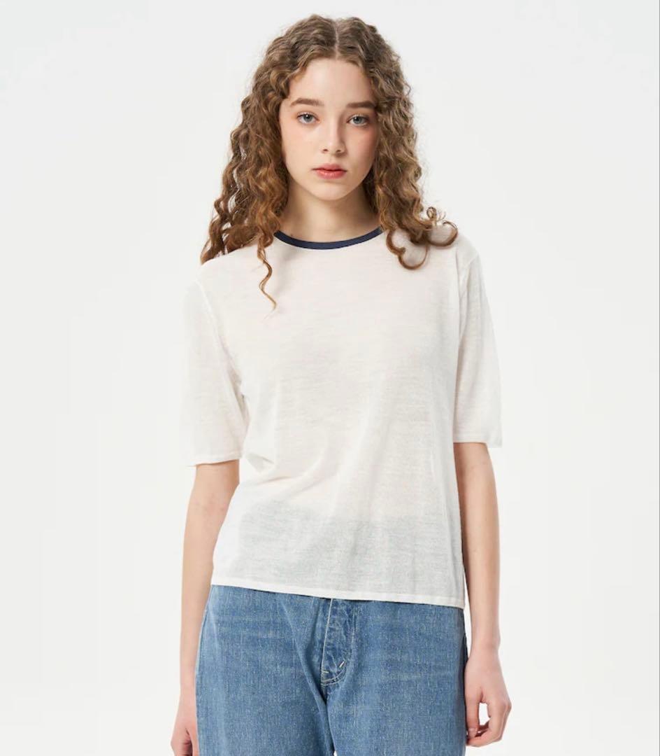 トップス AURALEE HIGE GAUGE WOOL SILK KNIT TEE