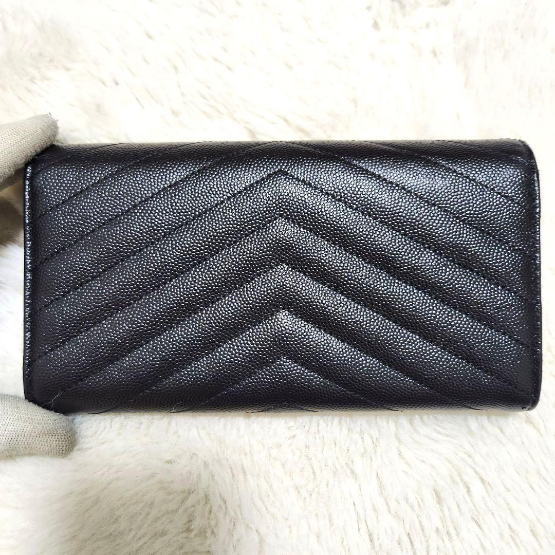 ✨未使用級✨サンローラン　長財布　二つ折り　カサンドラ　キャビアスキン　ブラック
