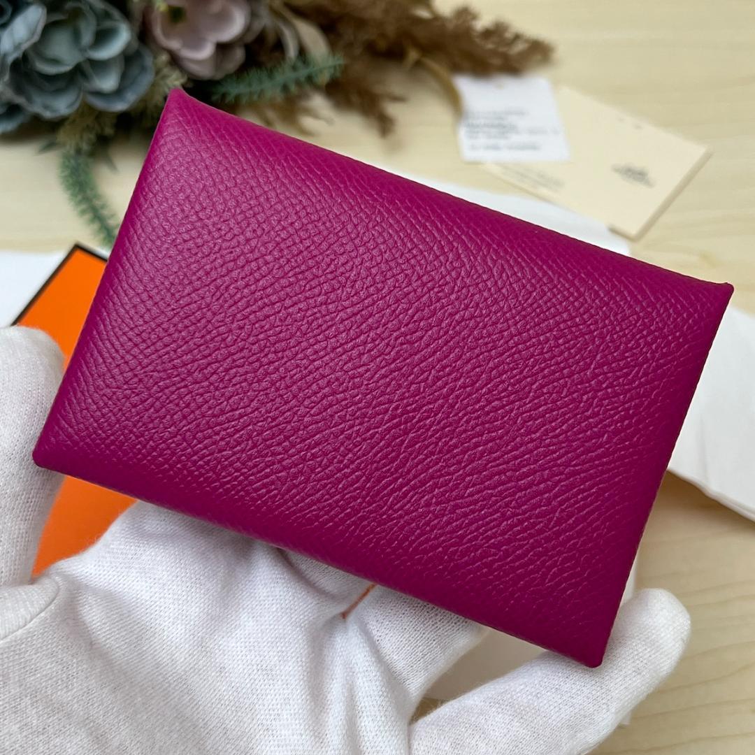 極美品 エルメス カルヴィ ローズパープル 名刺入れ ケース 箱付き