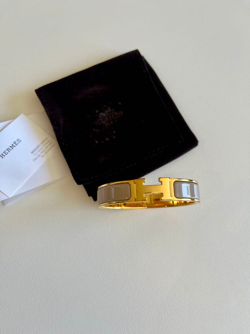 エルメス HERMES クリックH マロングラッセ ゴールド バングル