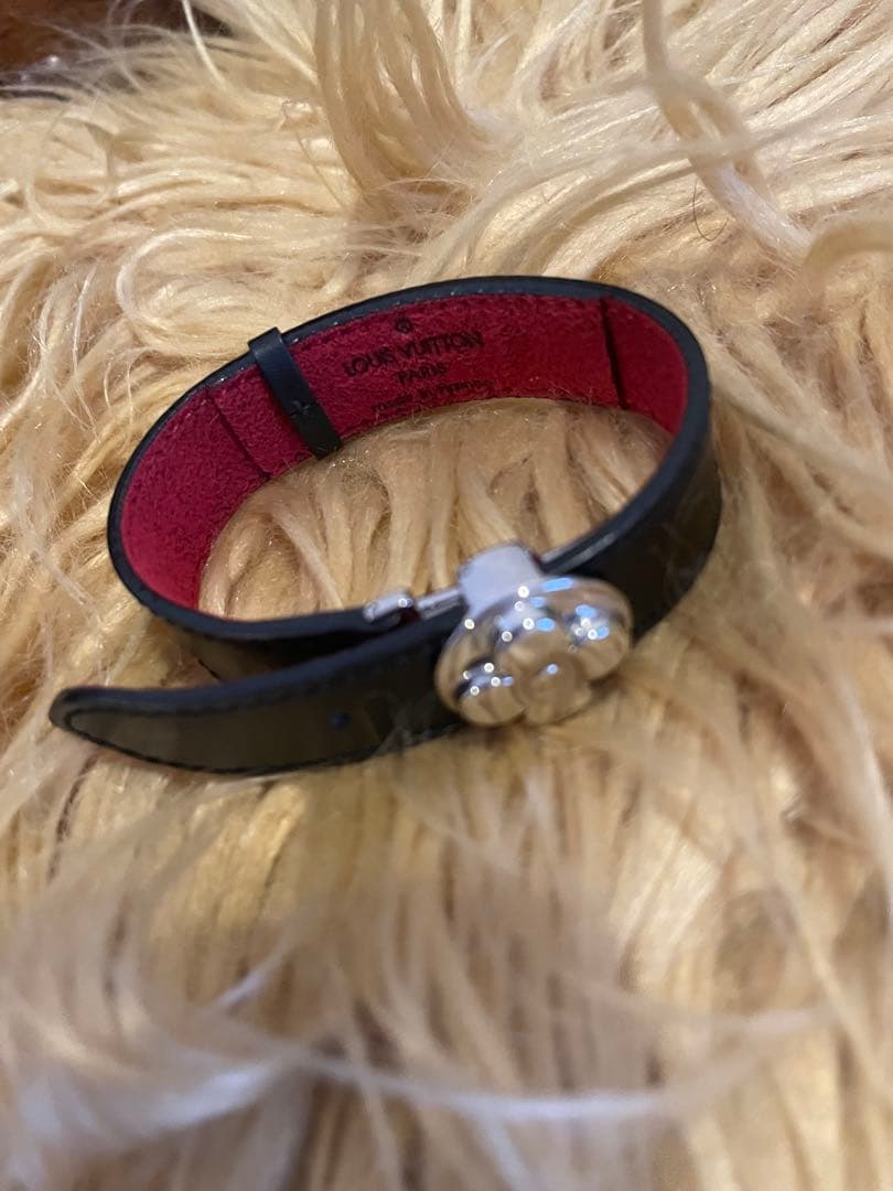 【美品】　ルイヴィトン モノグラム×フラワー　レザーバングル　ブラック