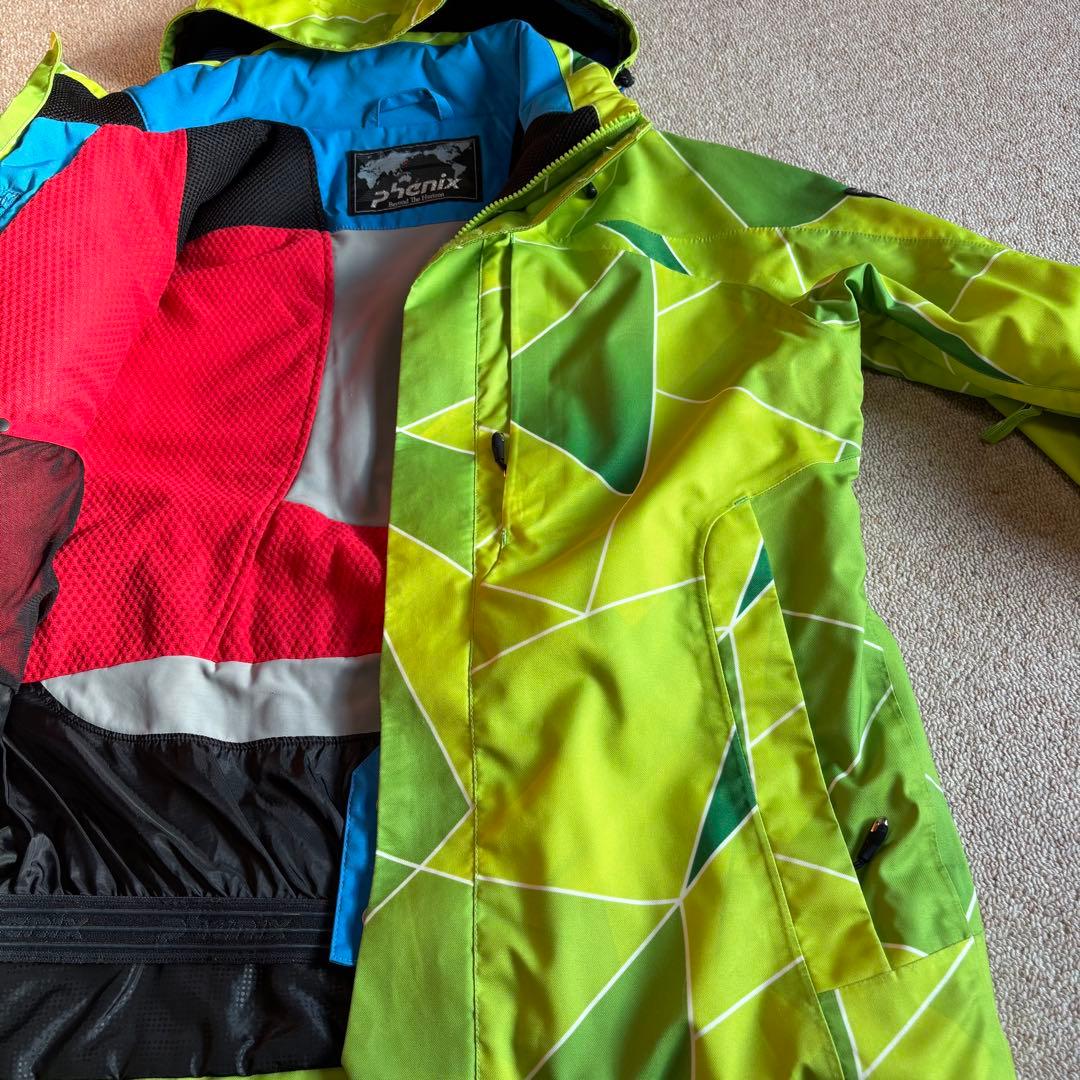 【phenix 】蛍光グリーン スキーウェア 上下セット サイズS ユニセックス