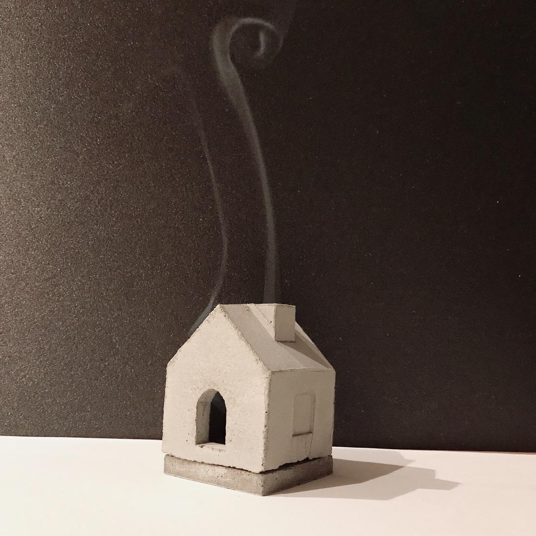 香炉 お家型線香立てS  3色セット【モルタル セメント製】