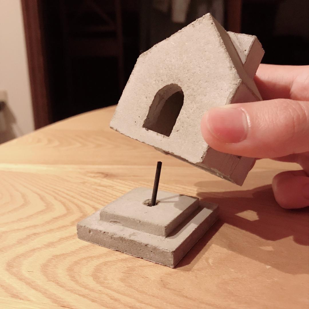 香炉 お家型線香立てS  3色セット【モルタル セメント製】