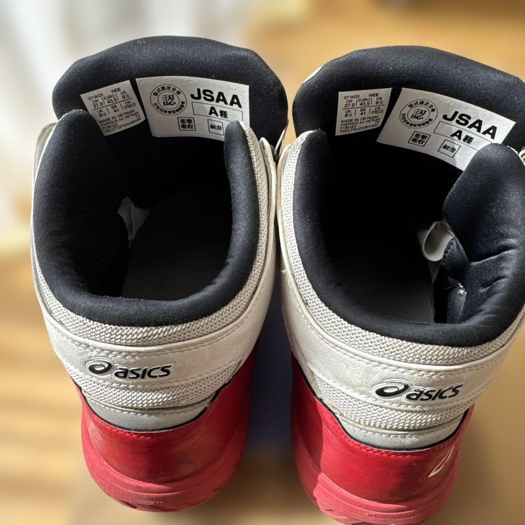 ASICS 安全靴 27cm ホワイト/レッド