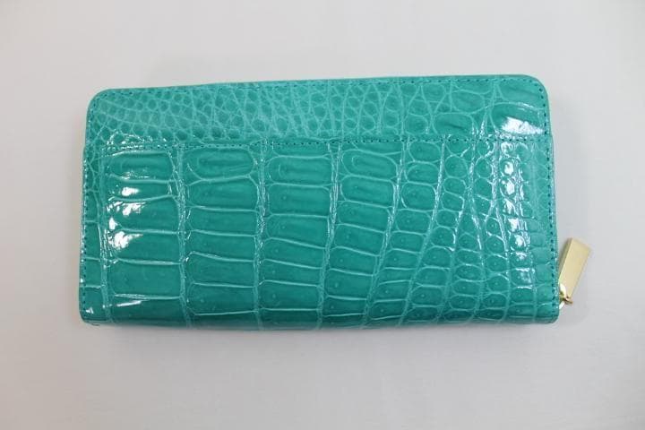 【専用】クロコダイル 財布 本物 シャイニング加工 ラウンド ターコイズブルー