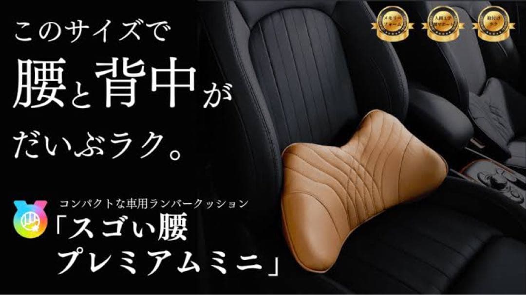 新品未使用　車用腰クッション　腰プレミアムミニ　ブラック