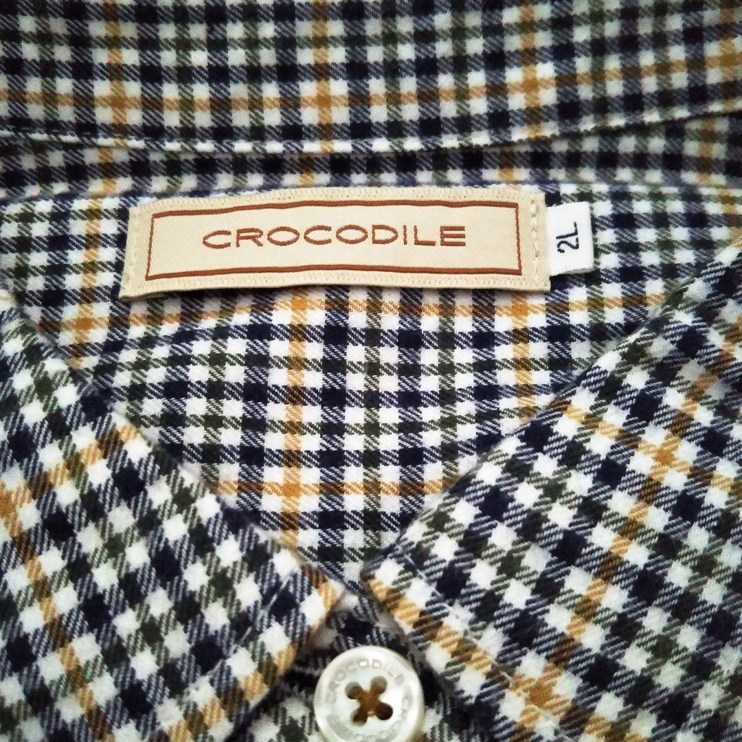 クロコダイル　タータン　レギュラーカラーブラウス シャツ 2L　新品　タグ付き
