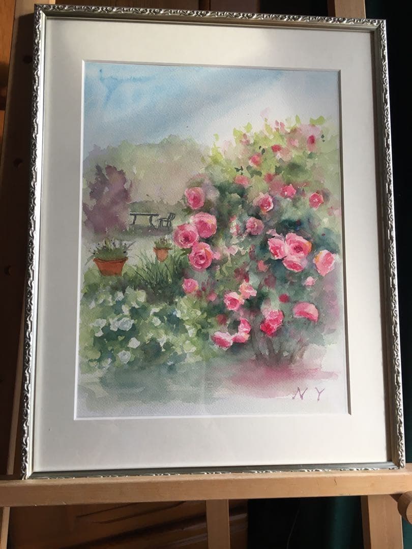 透明水彩画原画夢見るローズガーデン