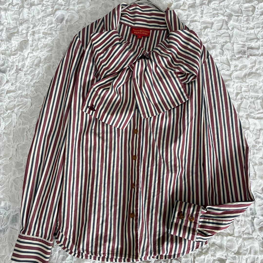 ヴィヴィアンウエストウッド ストライプ オーブ ビッグリボン リボンタイ シャツ