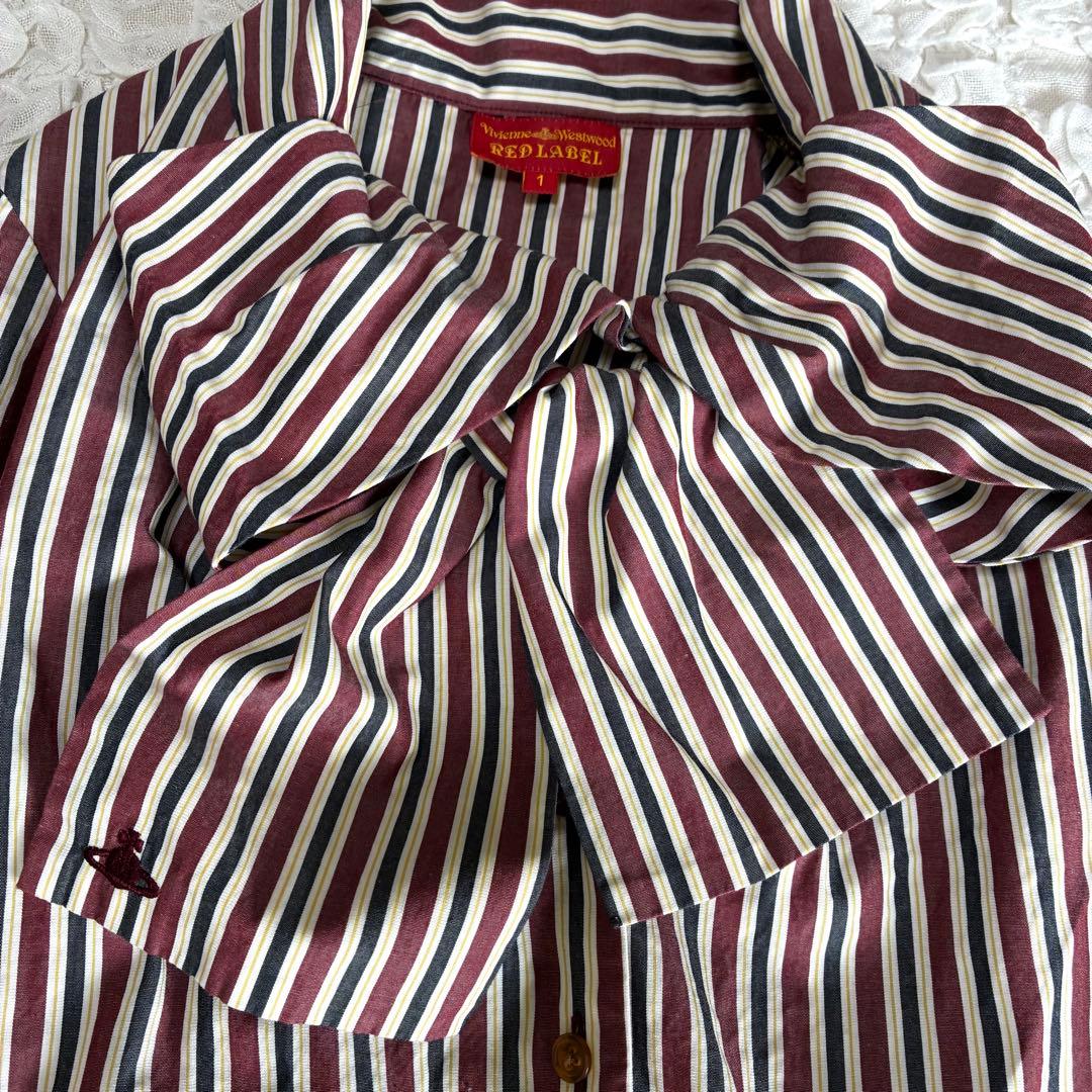 ヴィヴィアンウエストウッド ストライプ オーブ ビッグリボン リボンタイ シャツ