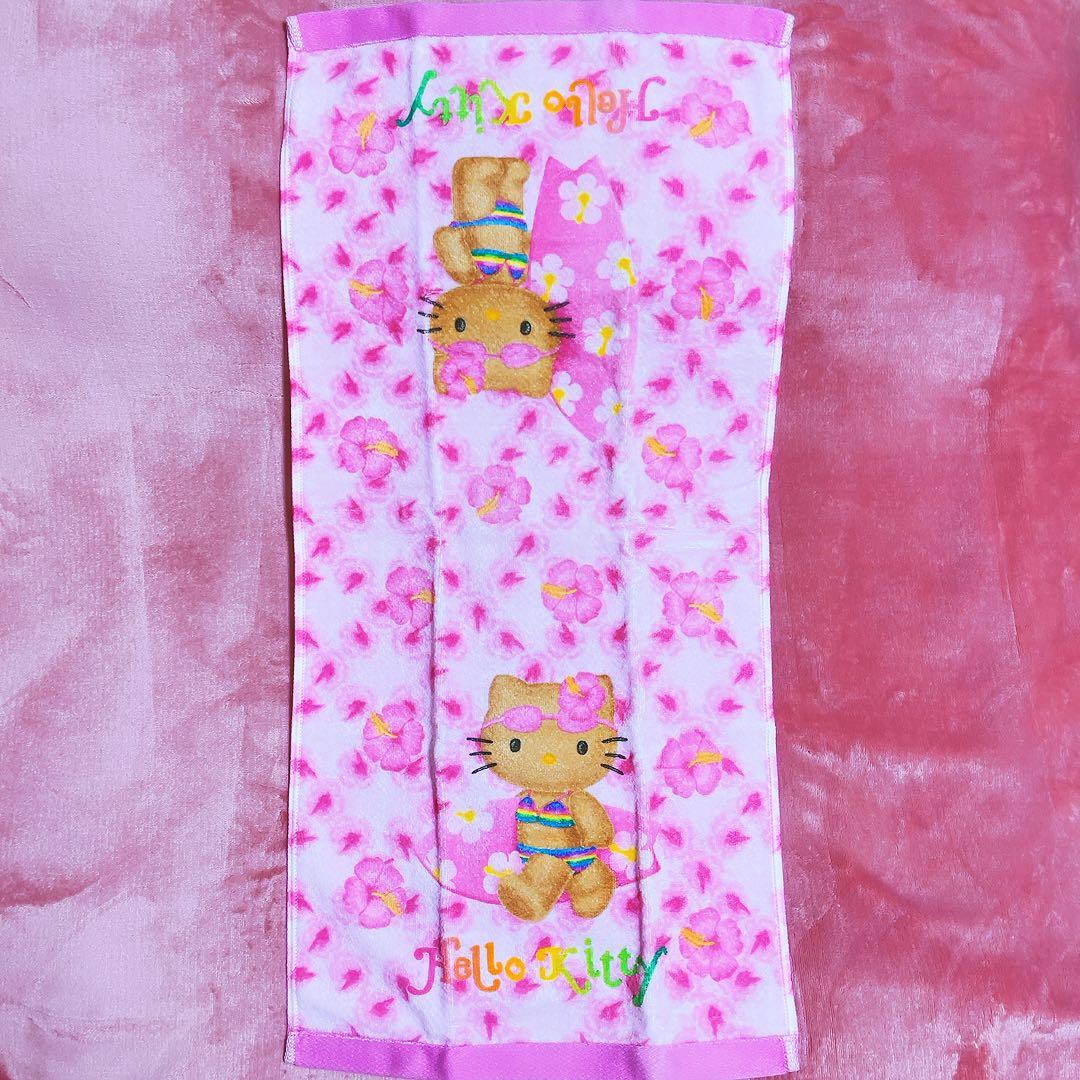 希少レア　ハローキティ　日焼けキティ　ボード　フェイスタオル　2002 サンリオ